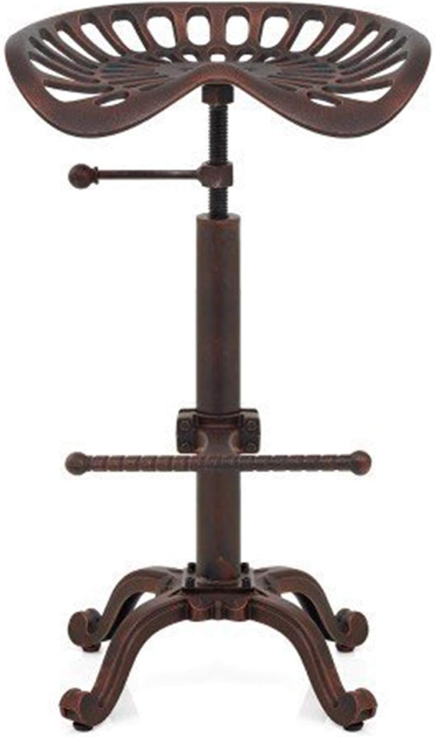 Rustic Industrial Bar Stool Cast Iron Adjustable Height Swivel X5096