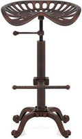 Rustic Industrial Bar Stool Cast Iron Adjustable Height Swivel X5096