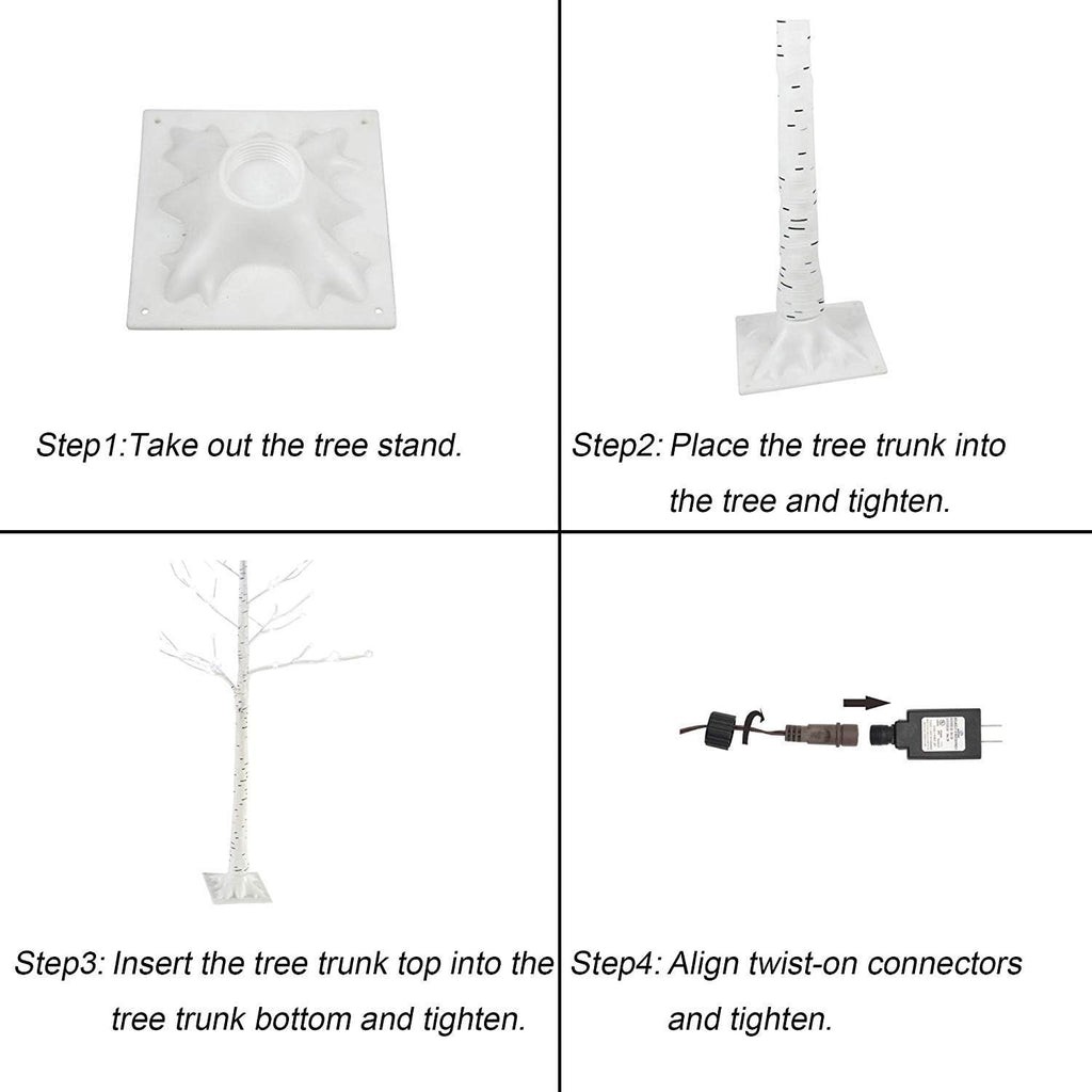 6 Feet 96 LED Lighted Birch Tree, Pack of 2 M14655