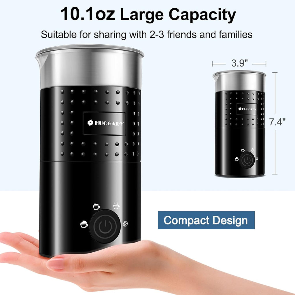 4 In 1 Electric Milk Frother and Steamer, 10.1-ounce, Black, Pack of 2 F55824