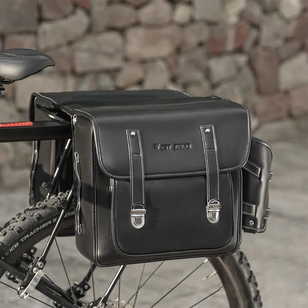 Retro Leather Bike Rear Bag with Side Bag P798