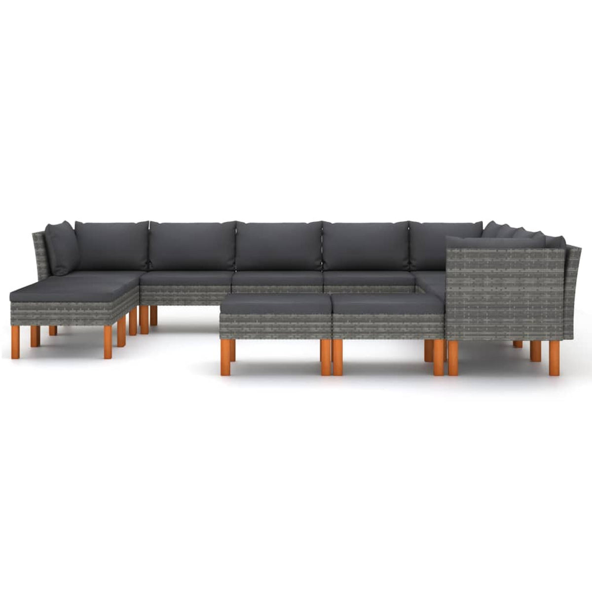12 Piece Poly Rattan Garden Set with Cushions Gray S11271