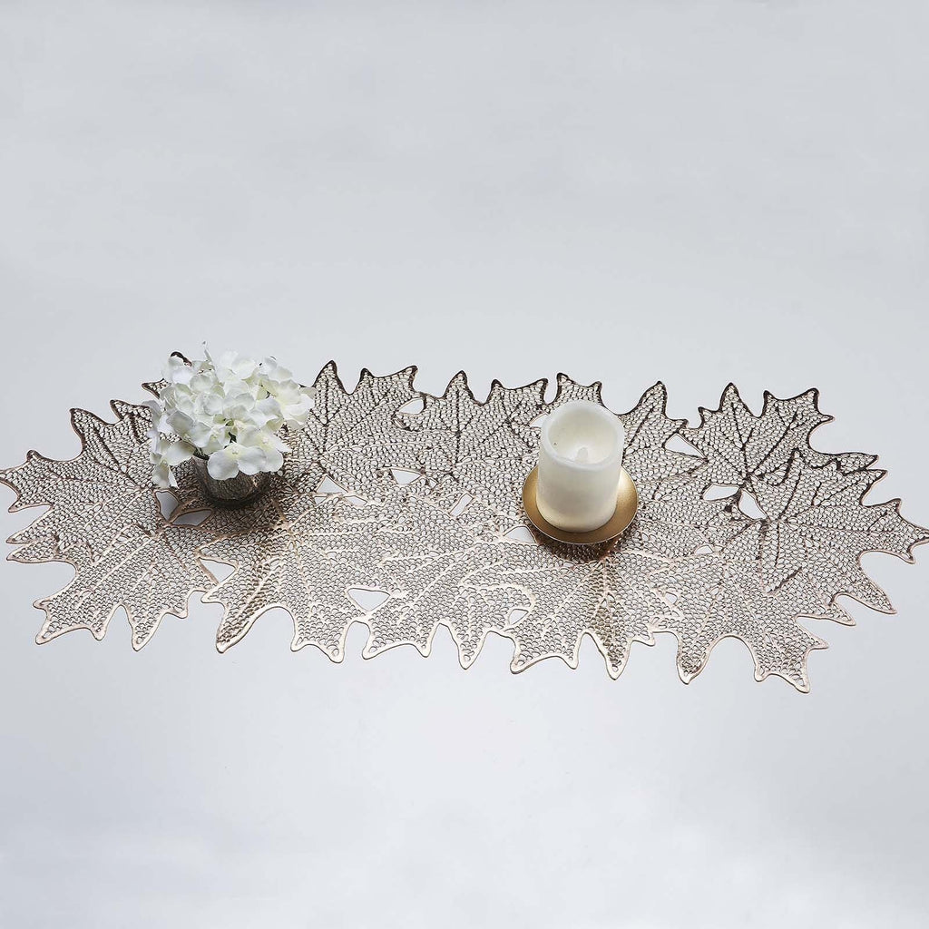 Gold Maple Leaf Vinyl Table Runner W595008
