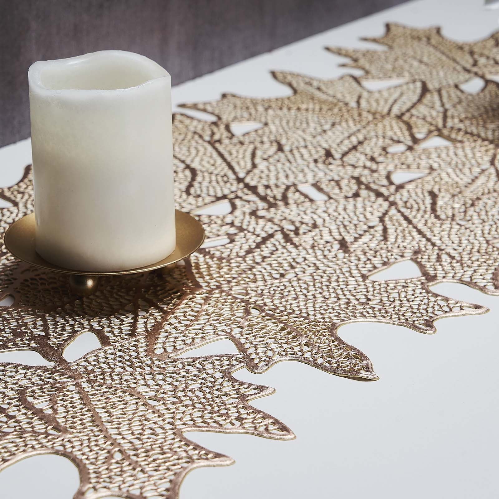Gold Maple Leaf Vinyl Table Runner W595008