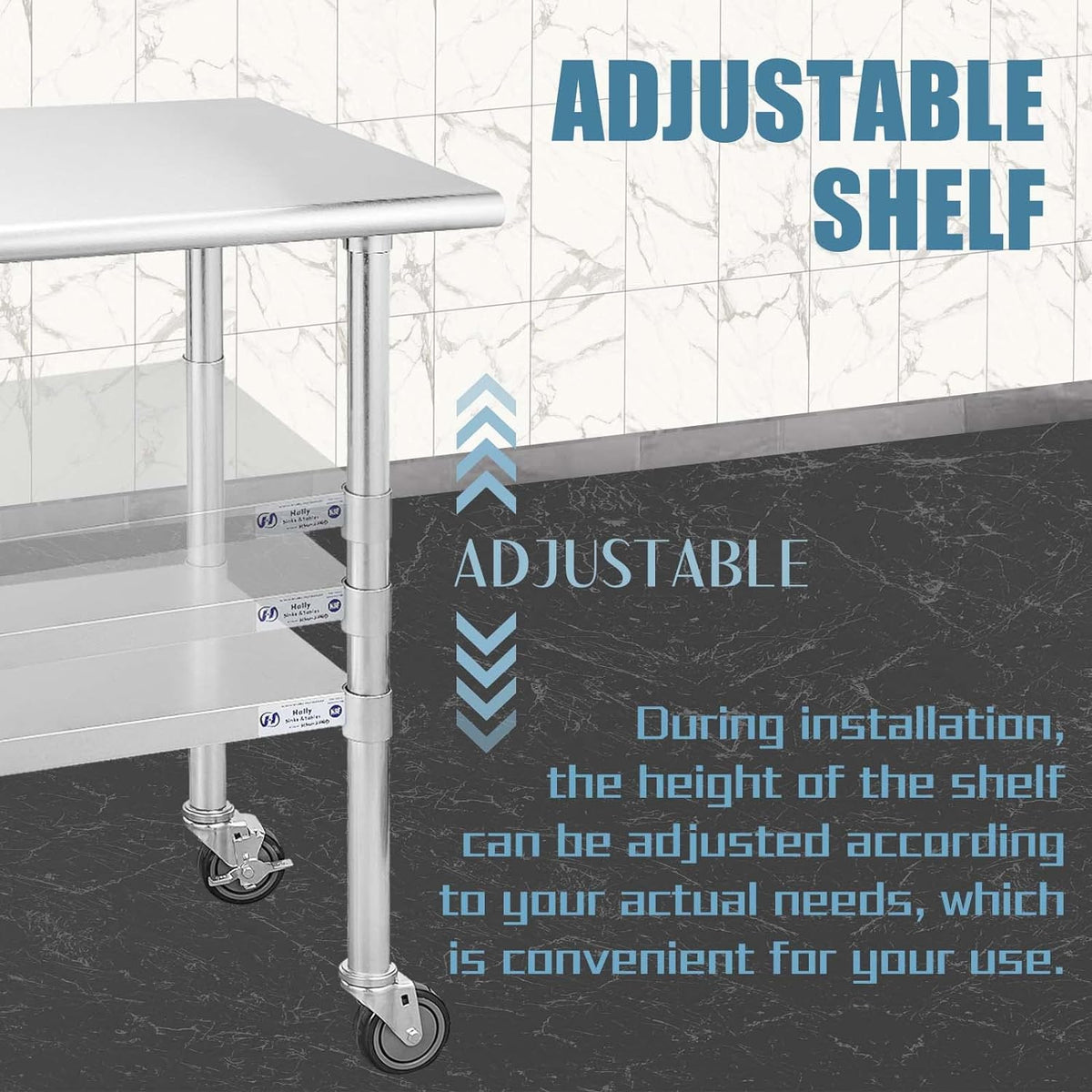Stainless Steel Table with Caster Wheels and Undershelf U95969