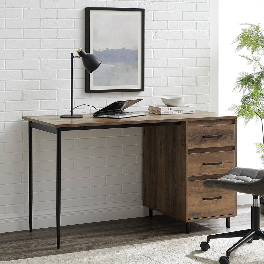 Reclaimed Barnwood 3 Drawer Executive Desk V498250