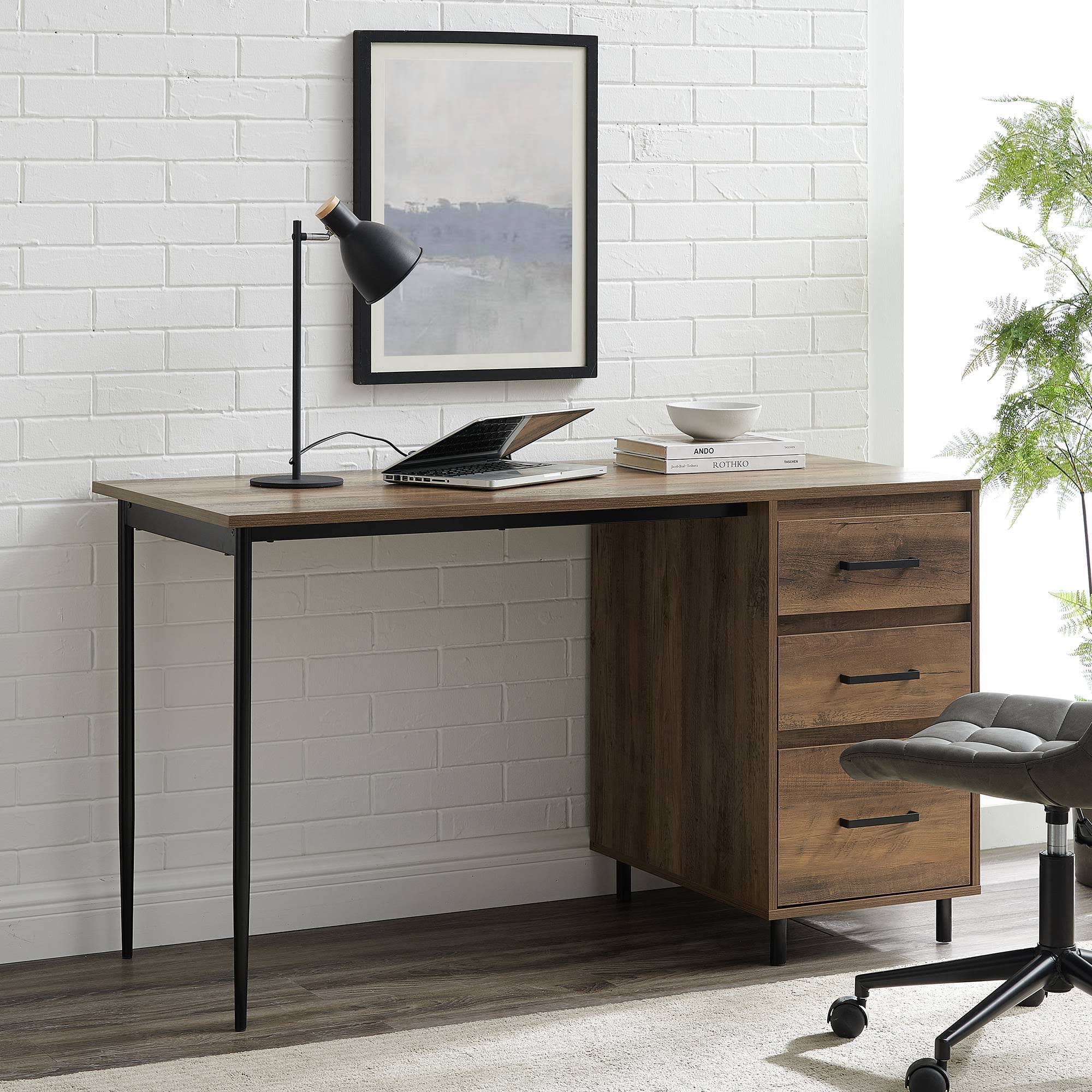 Reclaimed Barnwood 3 Drawer Executive Desk V498250