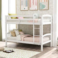 Twin Over Twin Solid Wood Bunk Bed with Ladder (White) V460003
