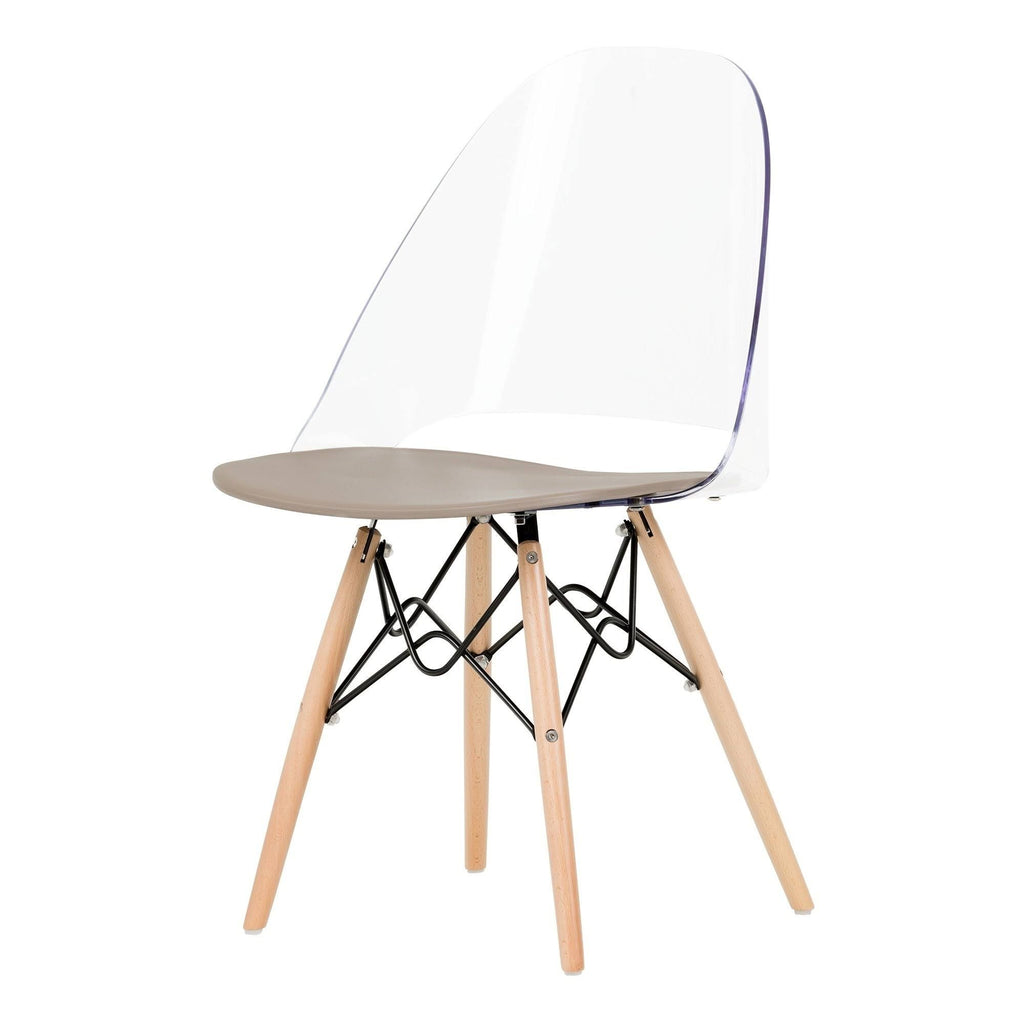 Clear and White Dining Side Chair N2615