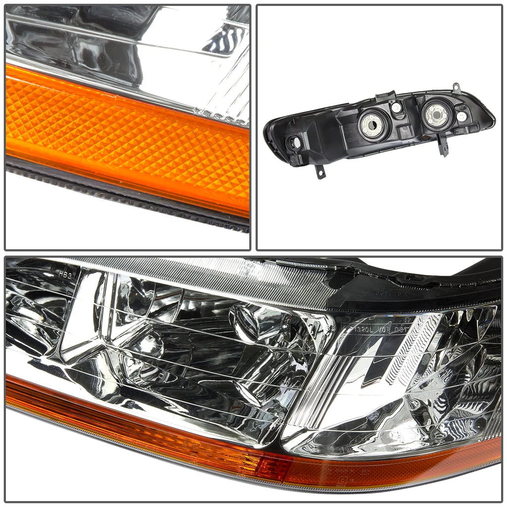 OE Style Headlight Chrome Housing Amber Corner Headlamp Left + Right U630