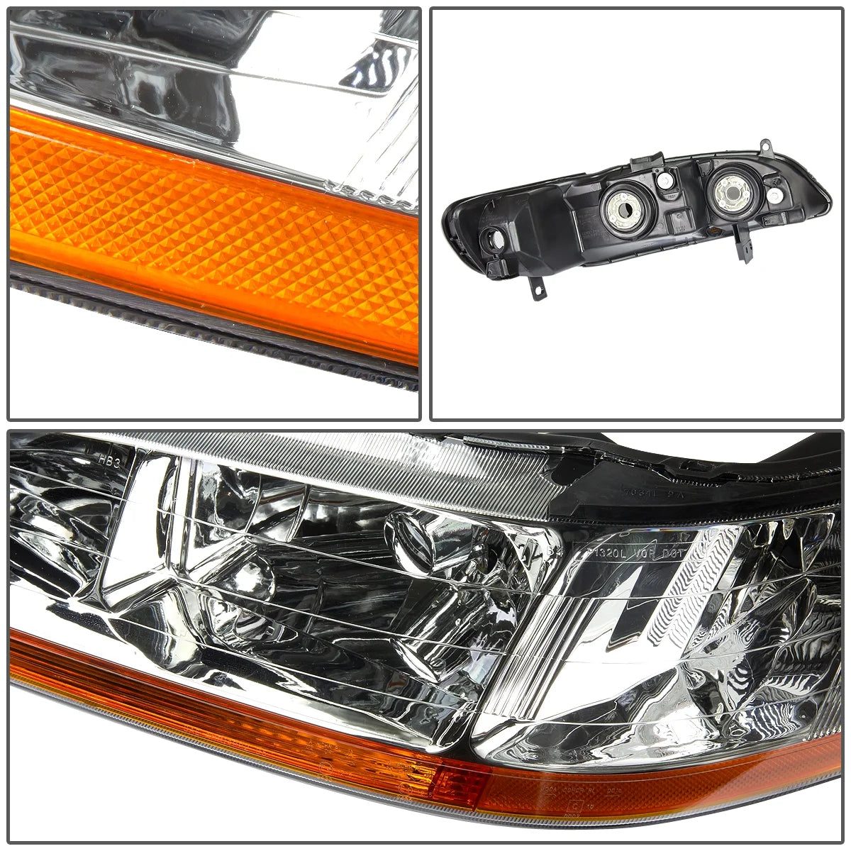 OE Style Headlight Chrome Housing Amber Corner Headlamp Left + Right U630