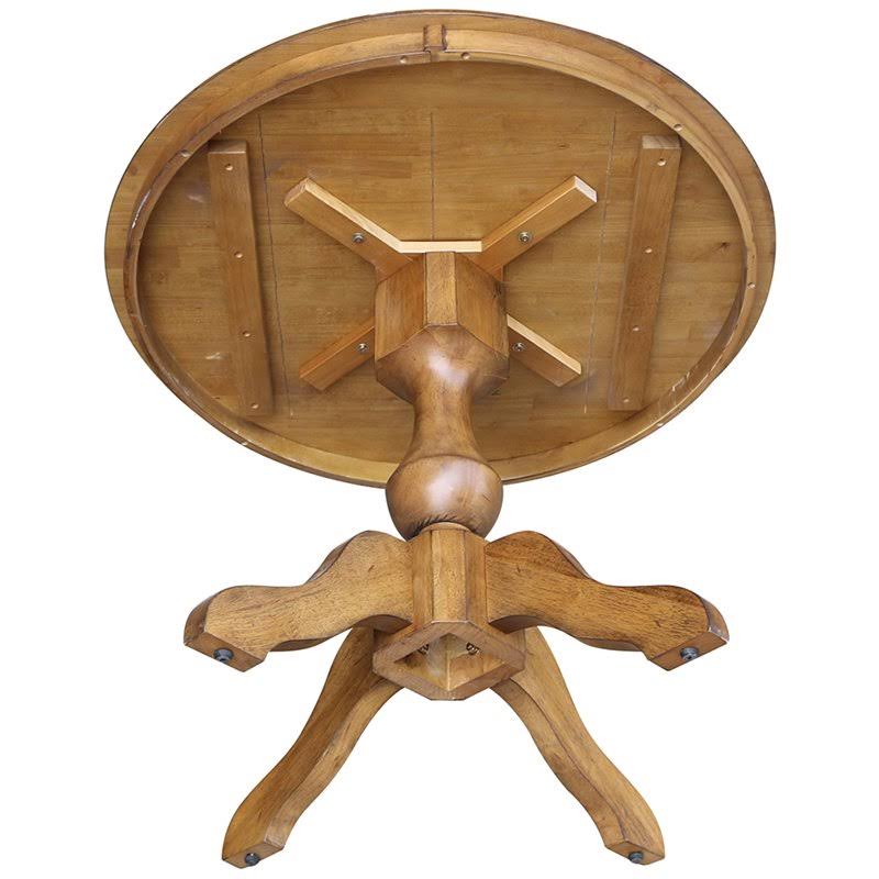 Pecan Round Top Pedestal Table with 2 Chairs S366394