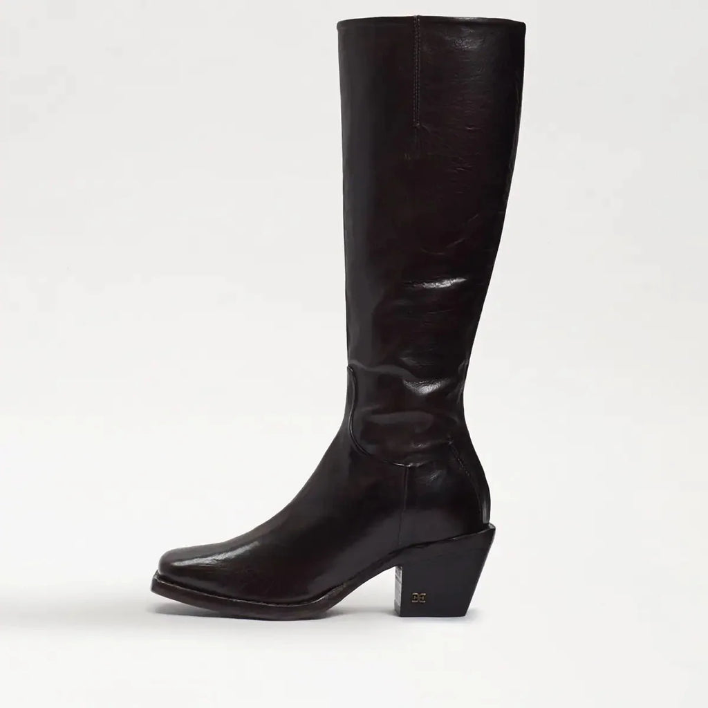 Dark Brown Washed Leather Square Toe Western Boot G55810