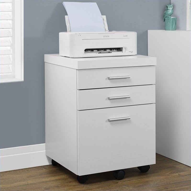 White Three Drawer File Cabinet D8838