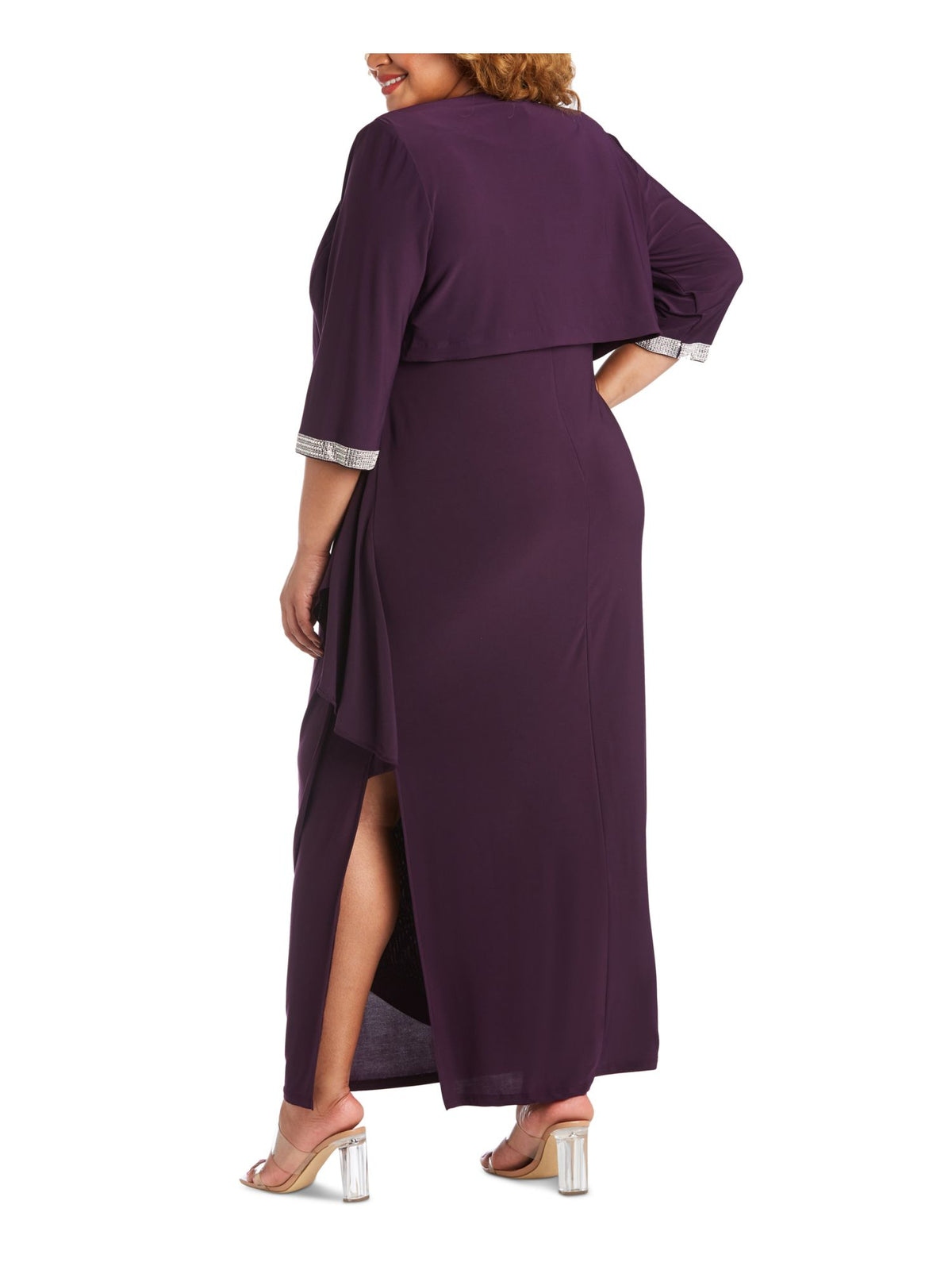 Purple Stretch Open Front Rhinestone Shrug Jacket Plus 22W N656