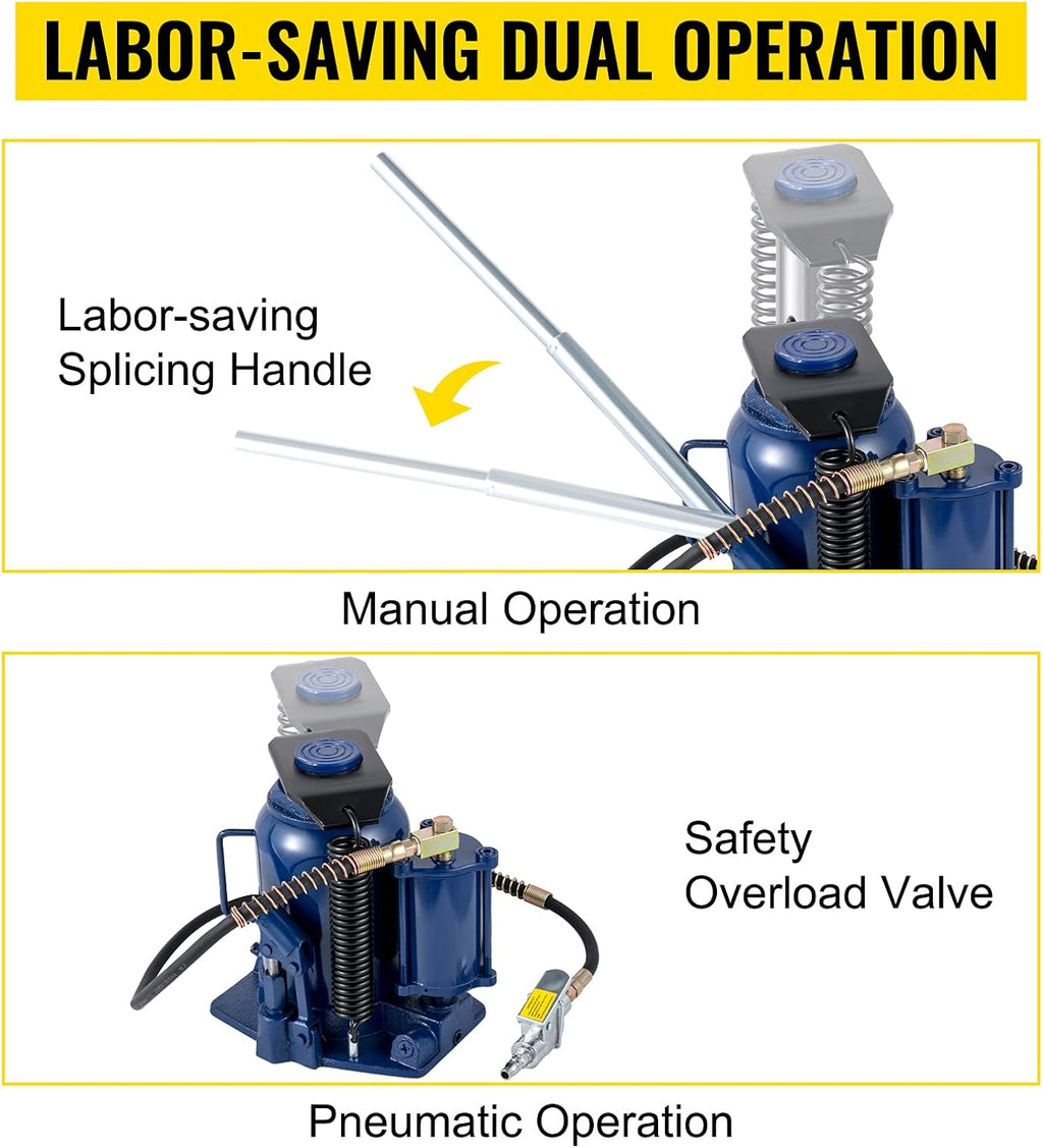 32 Ton Pneumatic Hydraulic Bottle Jack with Manual Hand Pump E538