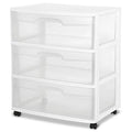 3 Large Clear Drawer Plastic Storage Cart with Wheels (White) S386026