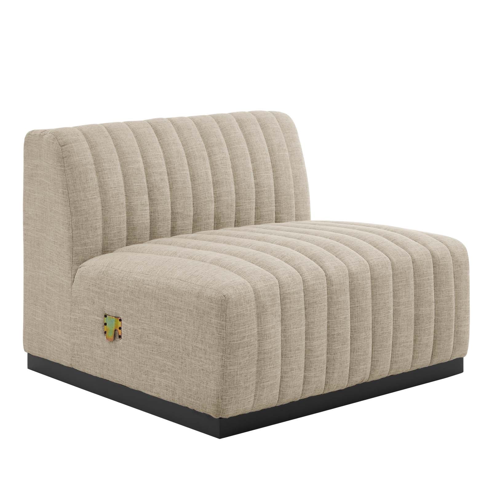 Black Beige Tufted Fabric Sofa K496214