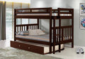 Full/Full Mission Bunk Bed with Trundle Bed Dark Cappuccino E3390