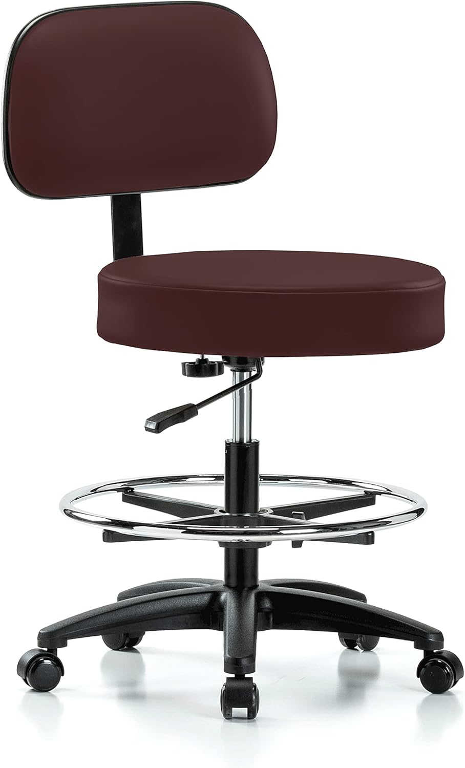 Rolling Height Adjustable Exam Stool with Back C726