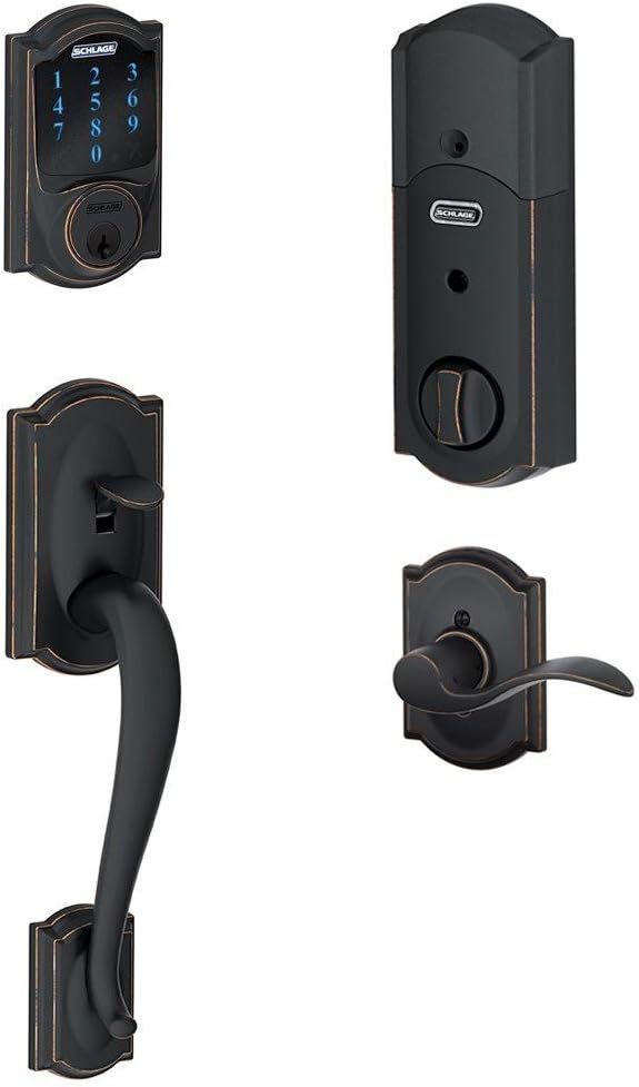 Aged Bronze Touchscreen Deadbolt with Built-In Alarm, Pack of 2 T40616