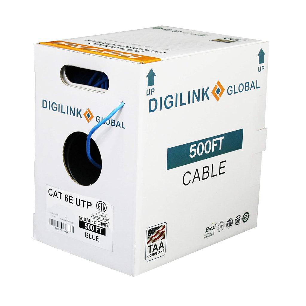 1000ft Blue Solid Bare Copper Cat6e Bulk Ethernet Cable G621