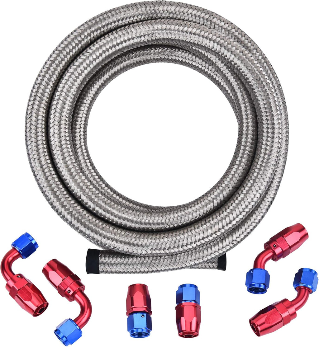 6AN Nylon Braided Fuel Hose Kit 10FT Black Pack of 2 R642392