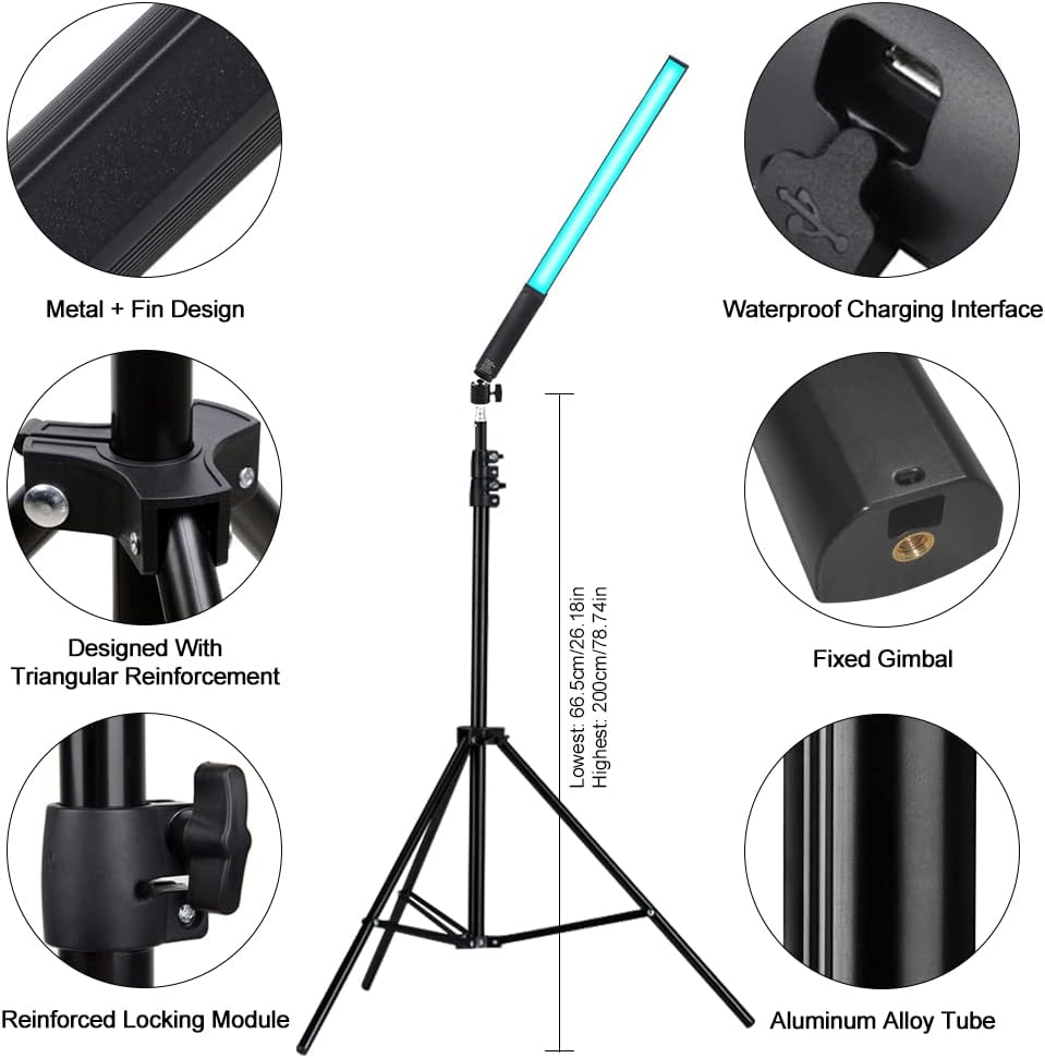 LED Light Sticks RGB Light Wand Photography Light Stick Video Lighting Kit 9 Color Modes with Tripods Pack of 2 P9949