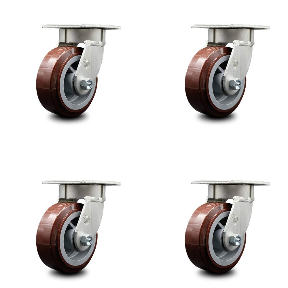 Swivel Top Plate Caster with 4 x 2 Maroon Wheel & Side Lock Brake O1786