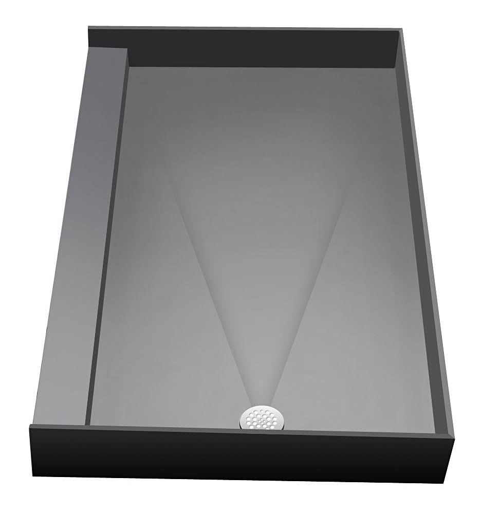 Single Curb Shower Pan with Right Drain X21802