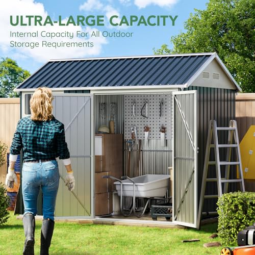 Brown Outdoor Steel Storage Shed V365379
