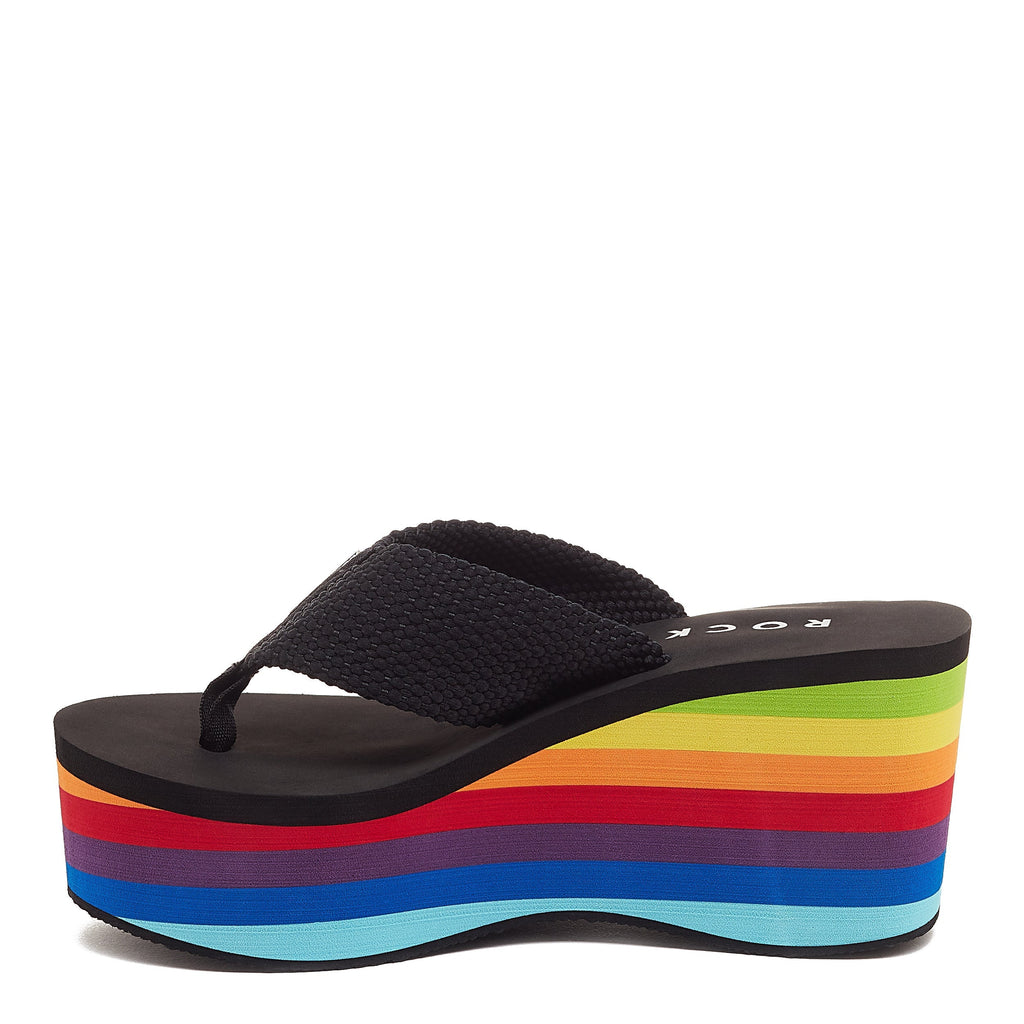 Crush Rainbow Black Platform Flip Flop