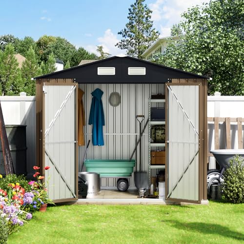Brown Outdoor Steel Storage Shed V365379