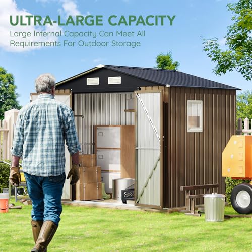 Brown Outdoor Steel Storage Shed V365379