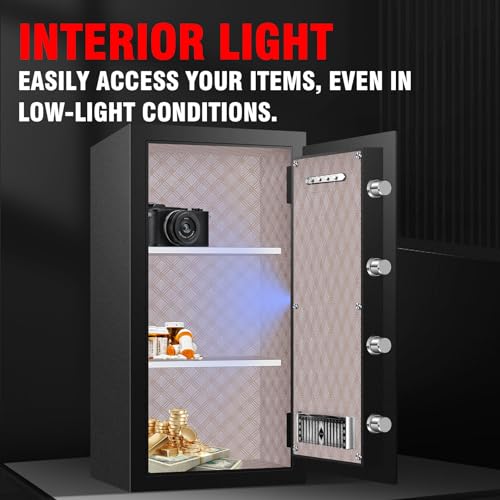 6.1 Cub Fireproof Waterproof Home Safe Box with LCD Screen Digital Keypad and Key Lock H601372