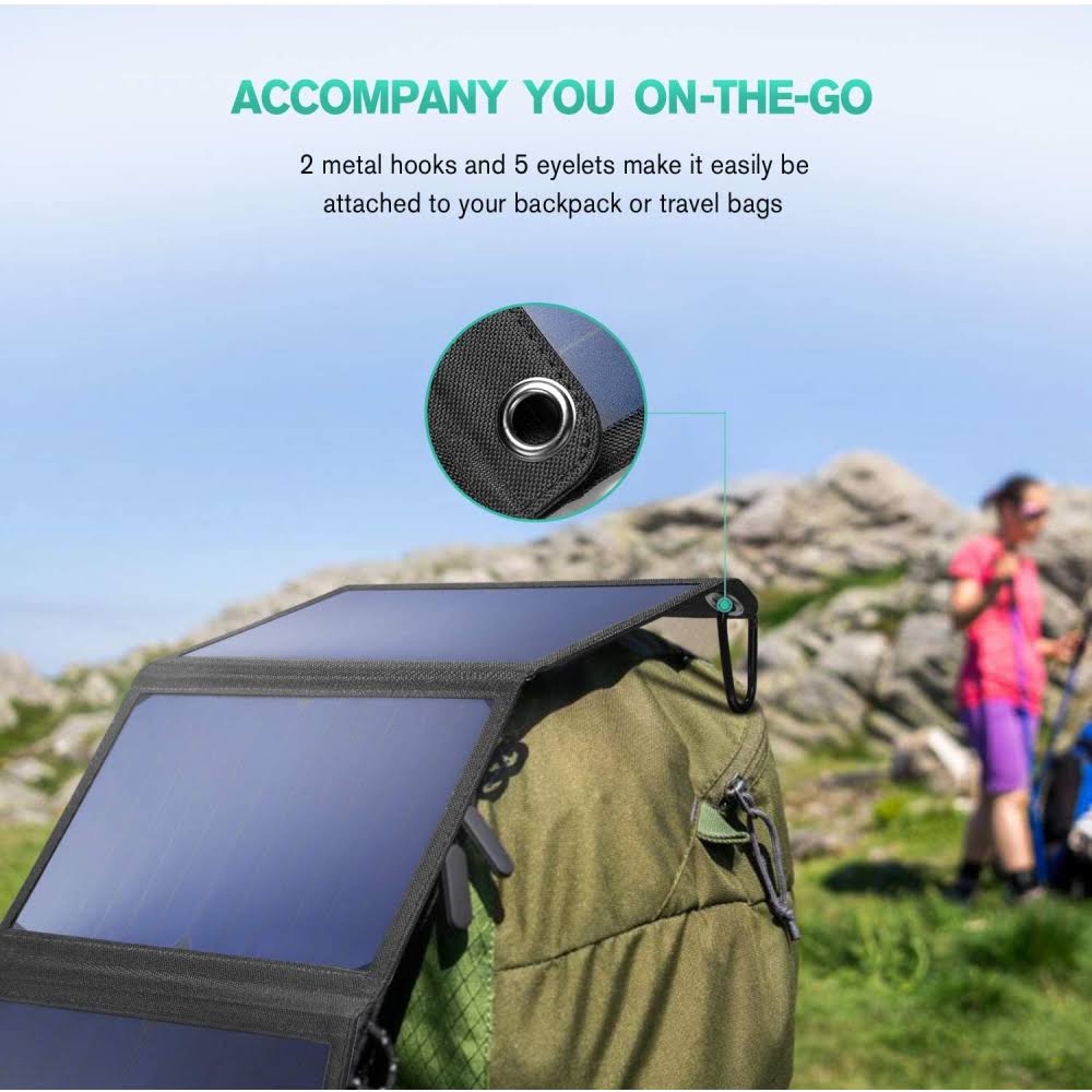 28W Foldable Portable Solar Charger with 2 USB Port, Waterproof M144