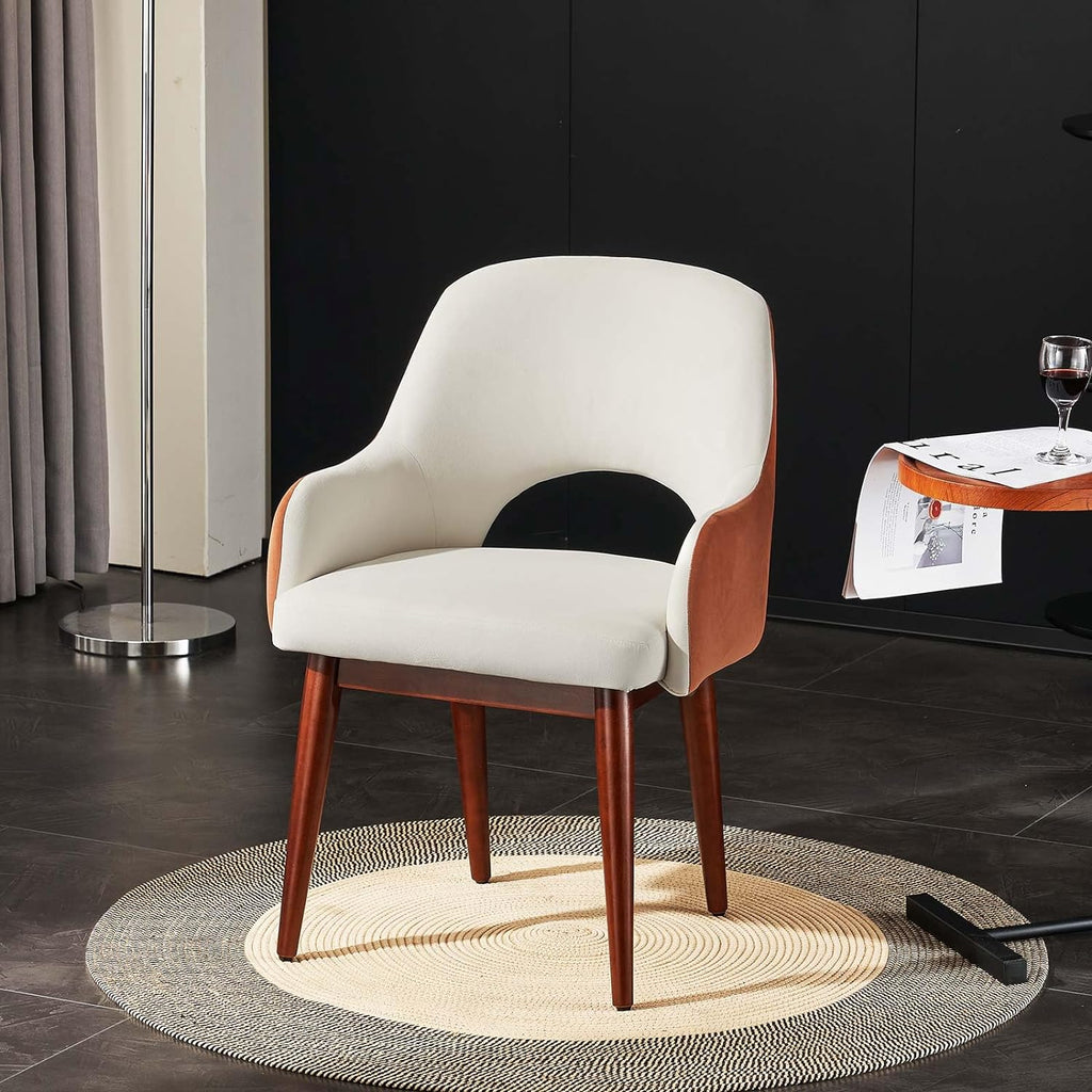 Velvet Arm Accent Chair Set of 2 with Solid Wood C425