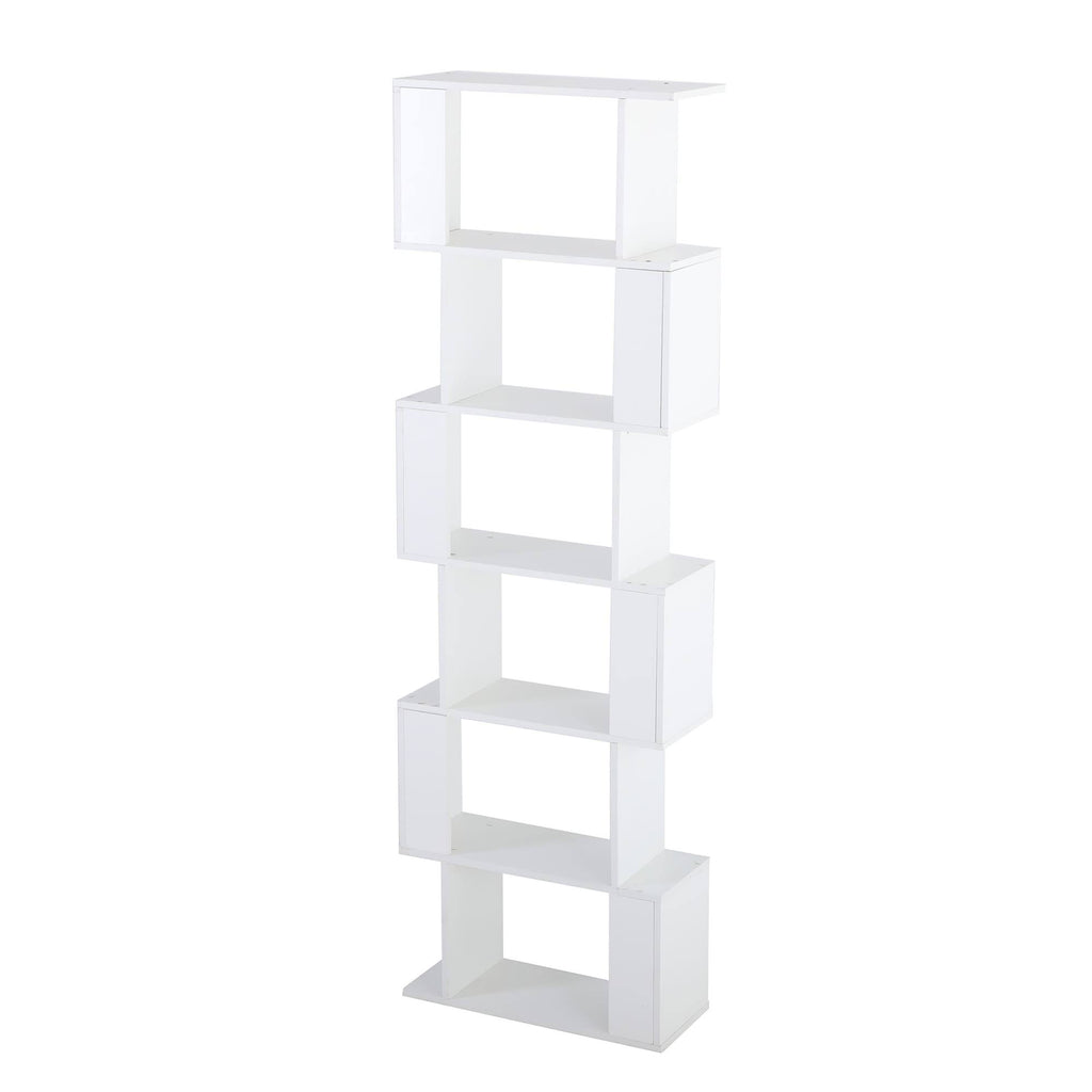 White 6-Tiers Wood Bookcase X703