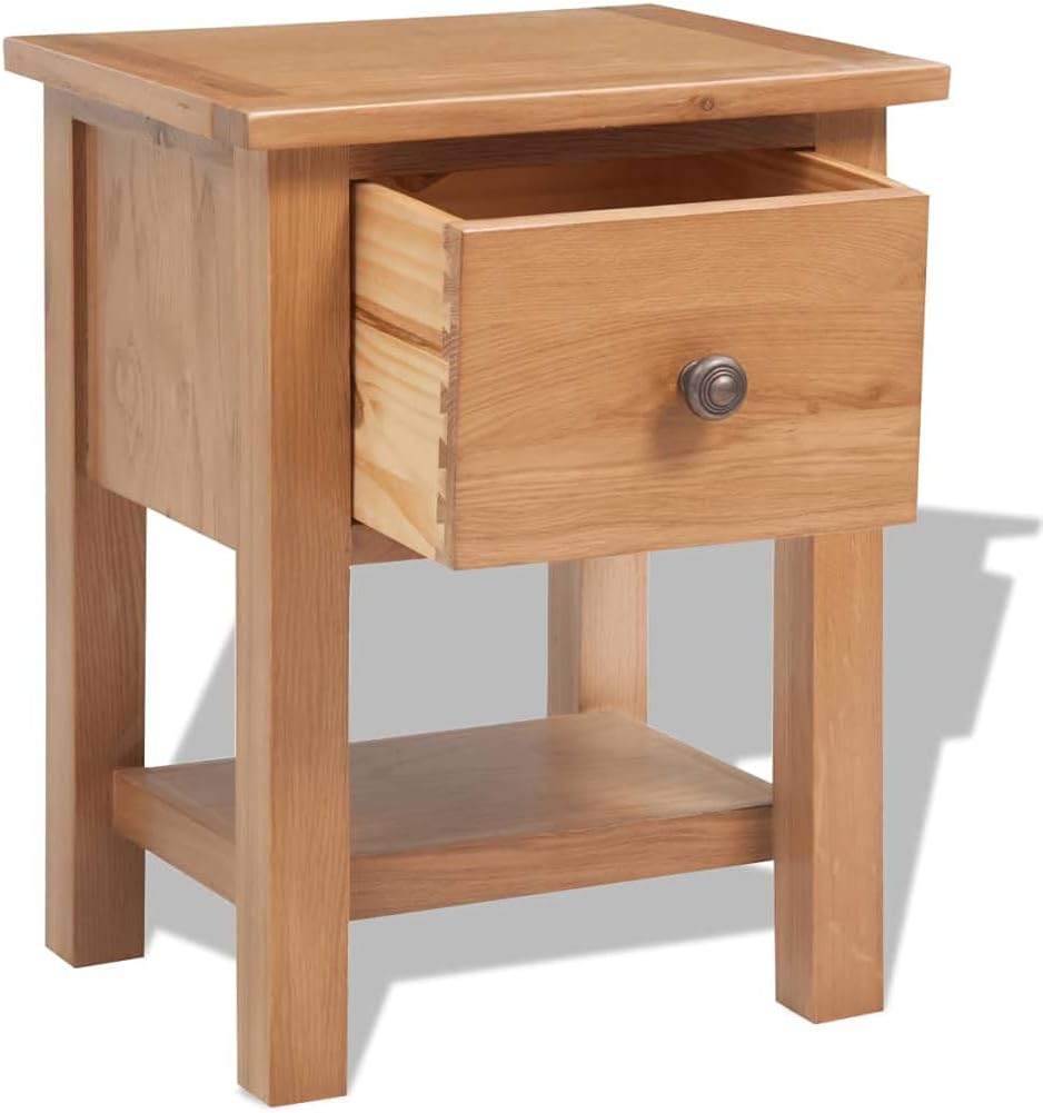 Brown Wooden Bedside Table Cabinet with Drawer X362053