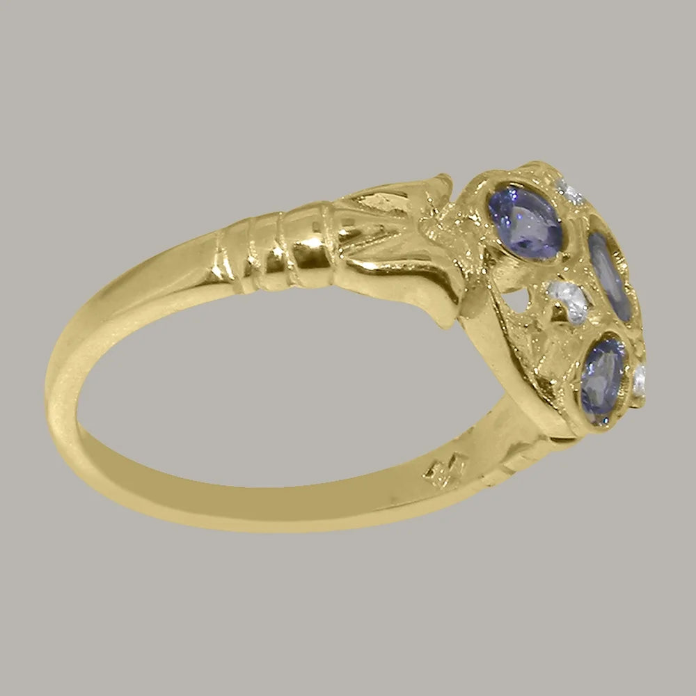 9k Yellow Gold Tanzanite Diamond Statement Ring O2528