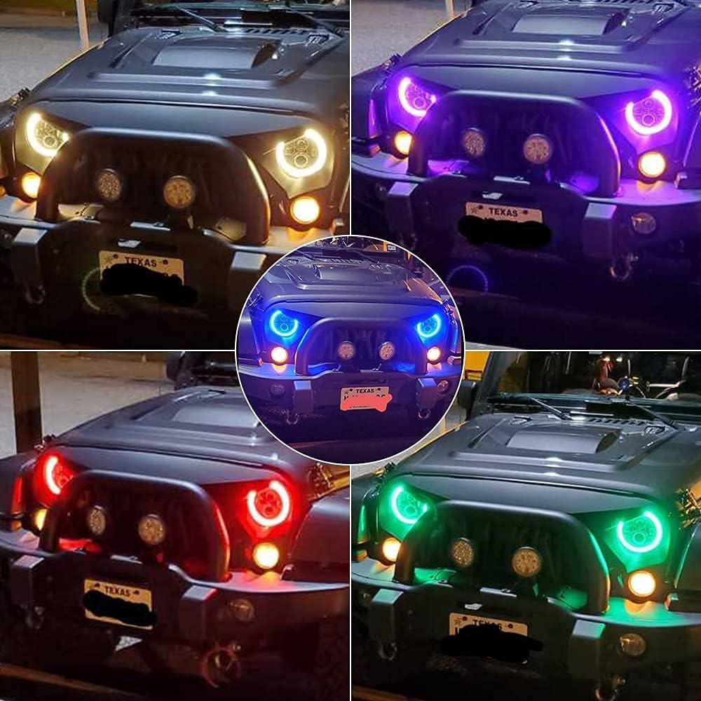 7 inch RGBW Halo LED Headlights and 4 inch Fog Lights Combo L87280