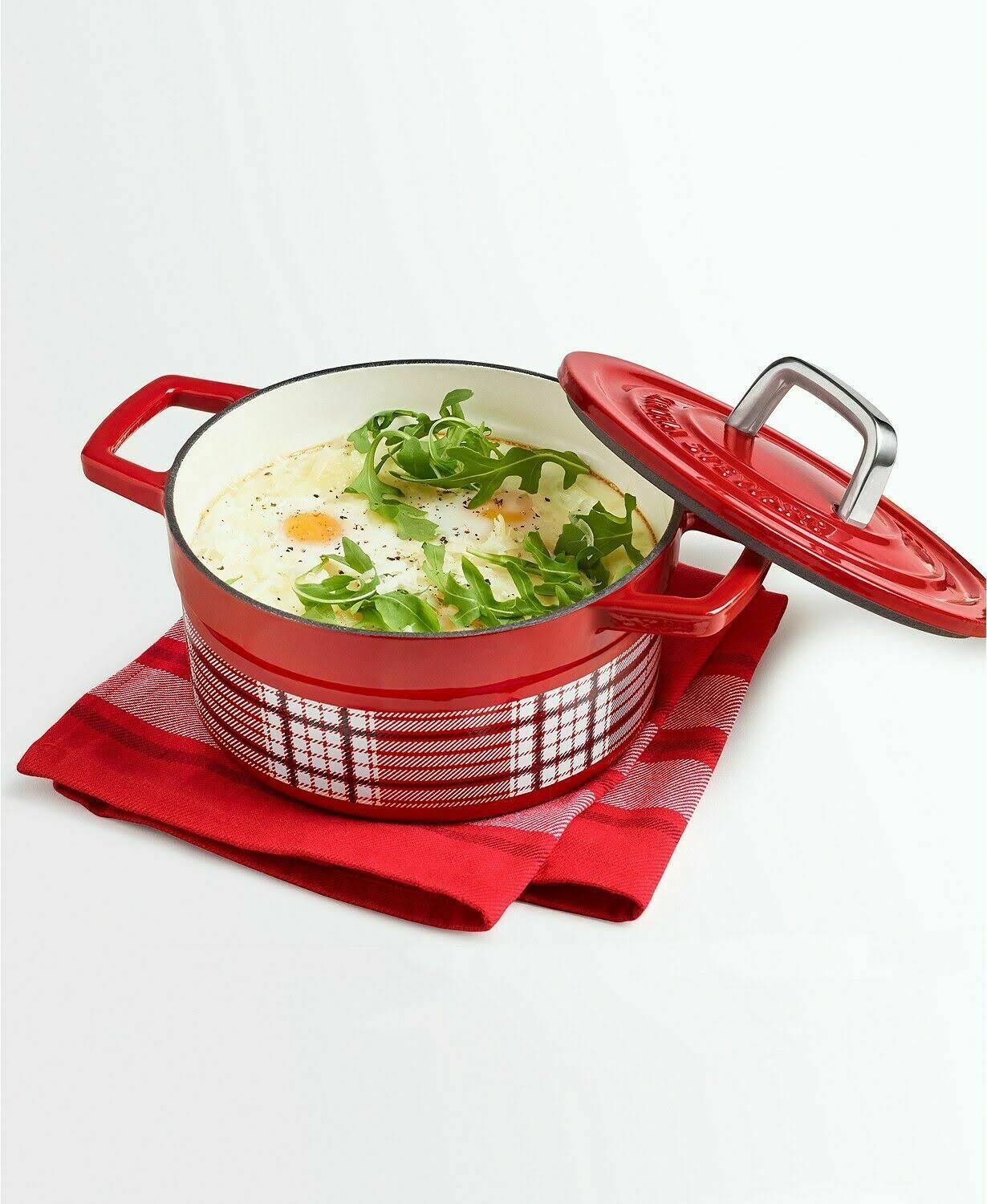 Red Enamel Cast Iron Casserole Dutch Oven K388