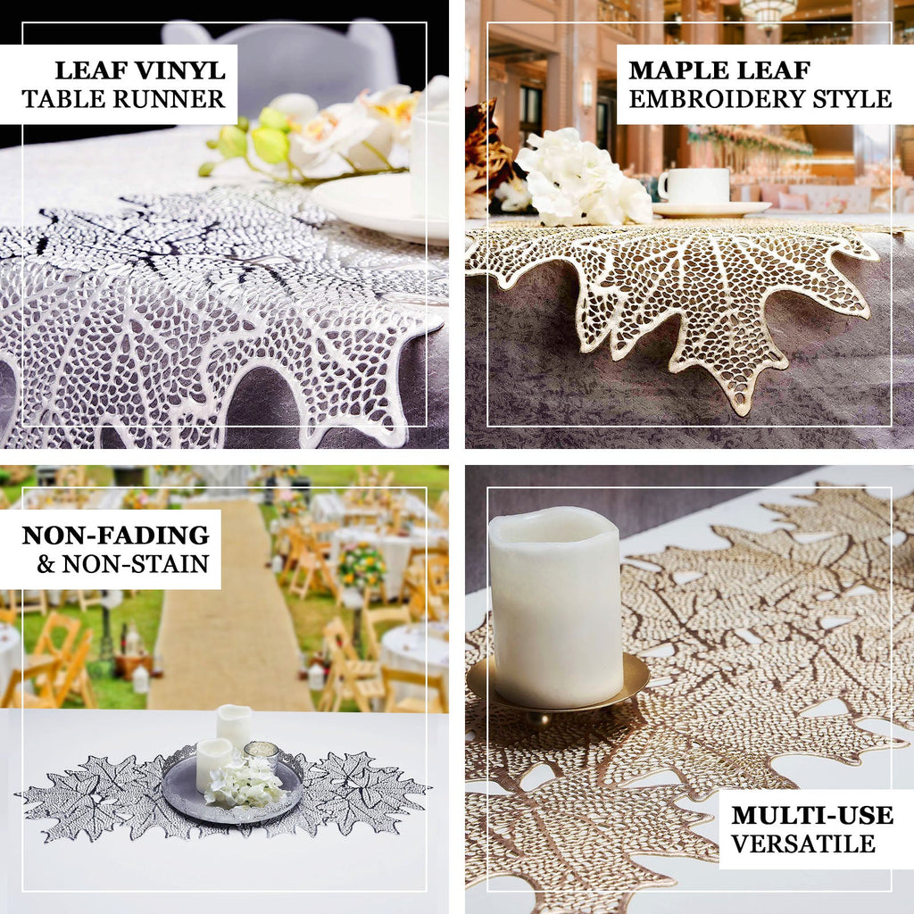 Gold Maple Leaf Vinyl Table Runner W595008