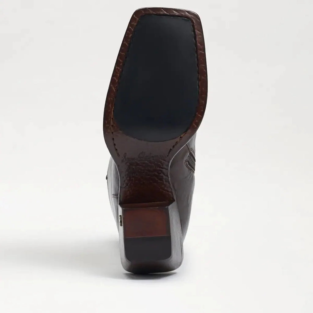 Dark Brown Washed Leather Square Toe Western Boot G55810