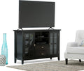 Black Solid Wood TV Media Stand with Storage Shelves and Cabinets W471805