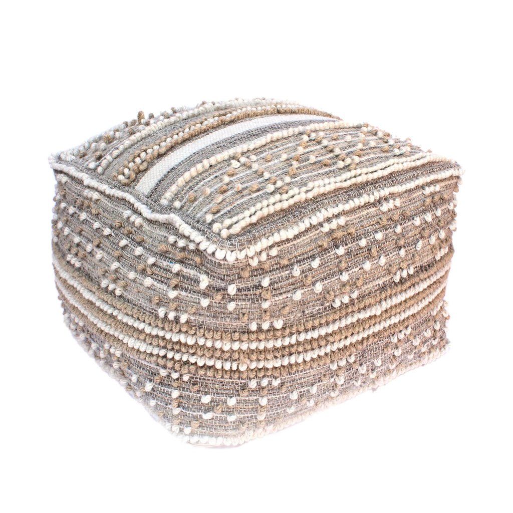 Wool and Cotton Pouf Ottoman X8807