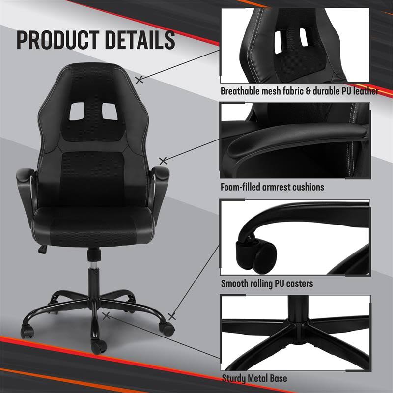 Black Metal 2-Piece Desk and Chair Set M238208