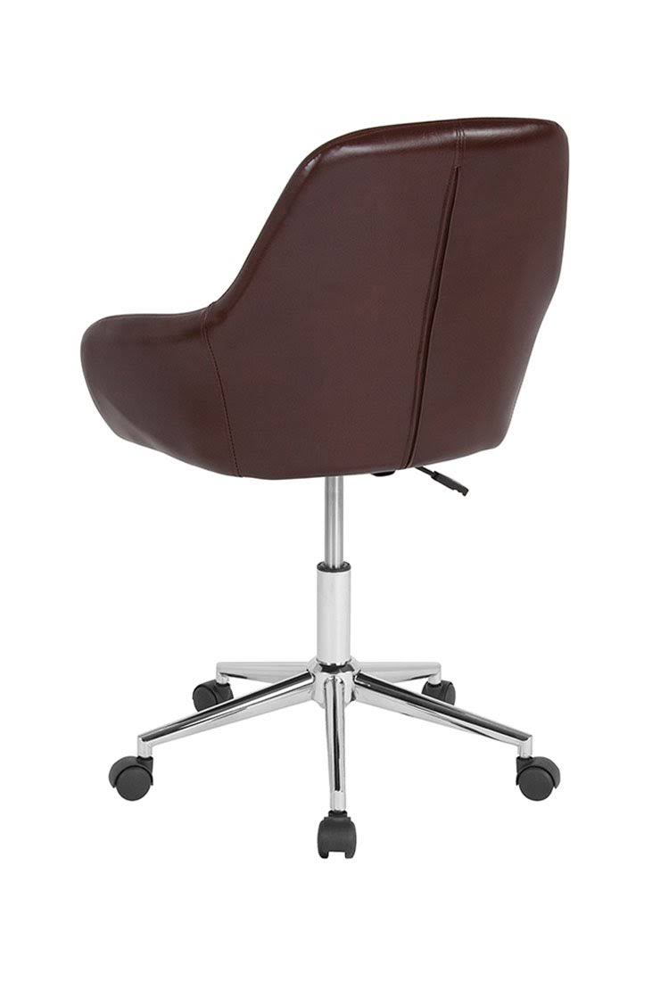 Gray Leather Mid-Back Chair E6152