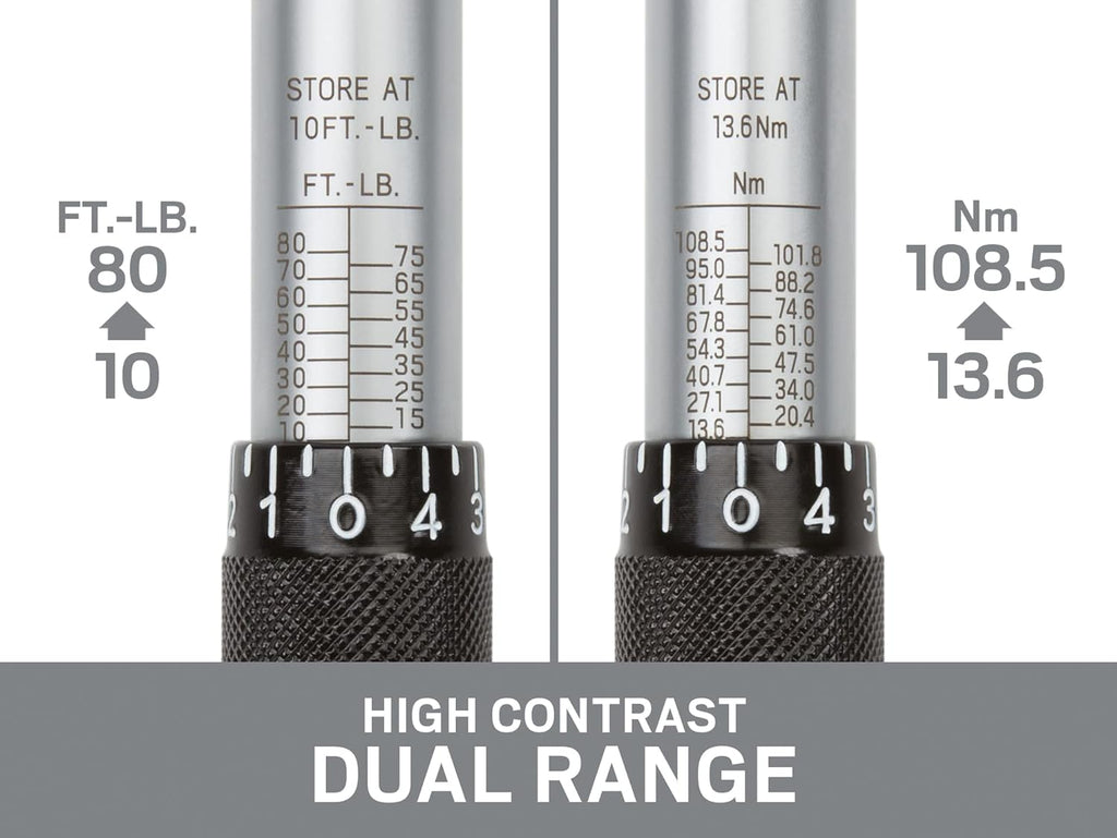 3/8 Inch Drive Click Torque Wrench (10-80 ft.-lb.) Pack of 2 E40391