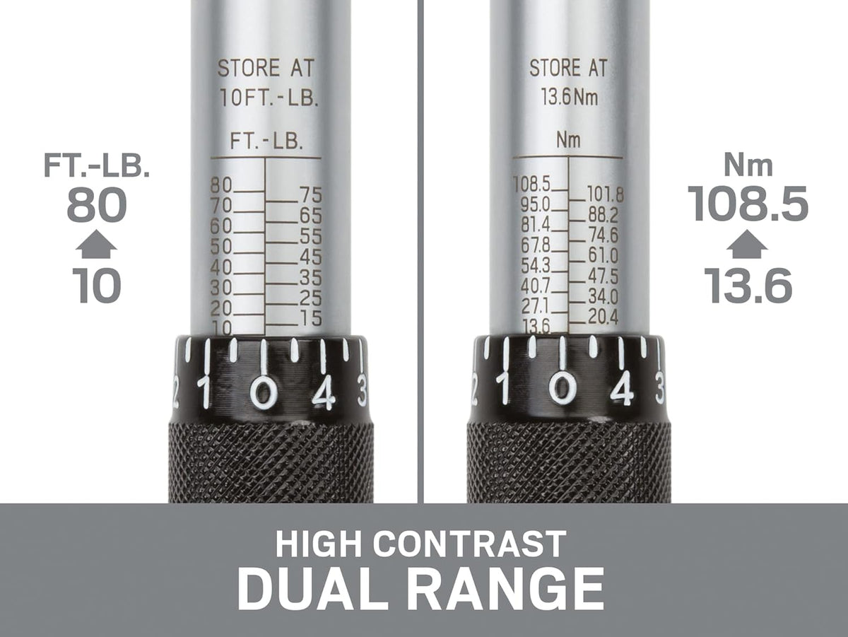 3/8 Inch Drive Click Torque Wrench (10-80 ft.-lb.) Pack of 2 E40391